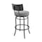 Armen Living Rees Swivel Counter or Bar Stool in Black Finish with Gray Faux Leather 840254333604 - alternate 10